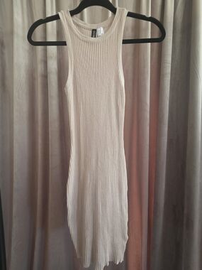 H&M Ribbed Knit Tank Midi Dress Blush Pink Bodycon XS